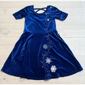 Princess Awesome country bright blue velour snowflake dress size 6